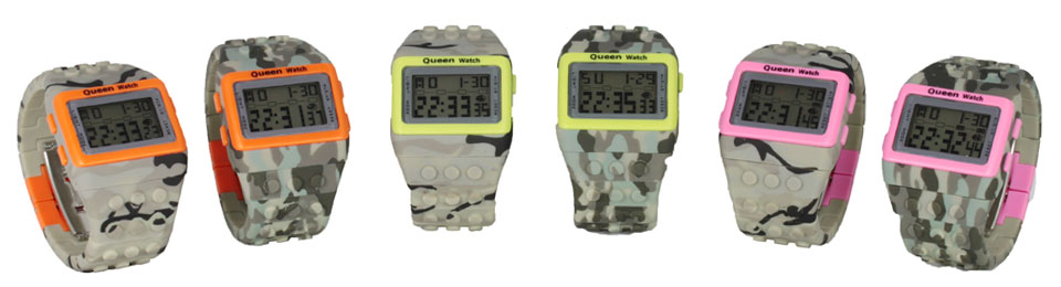 Orologi a mattoncino colorato camouflage